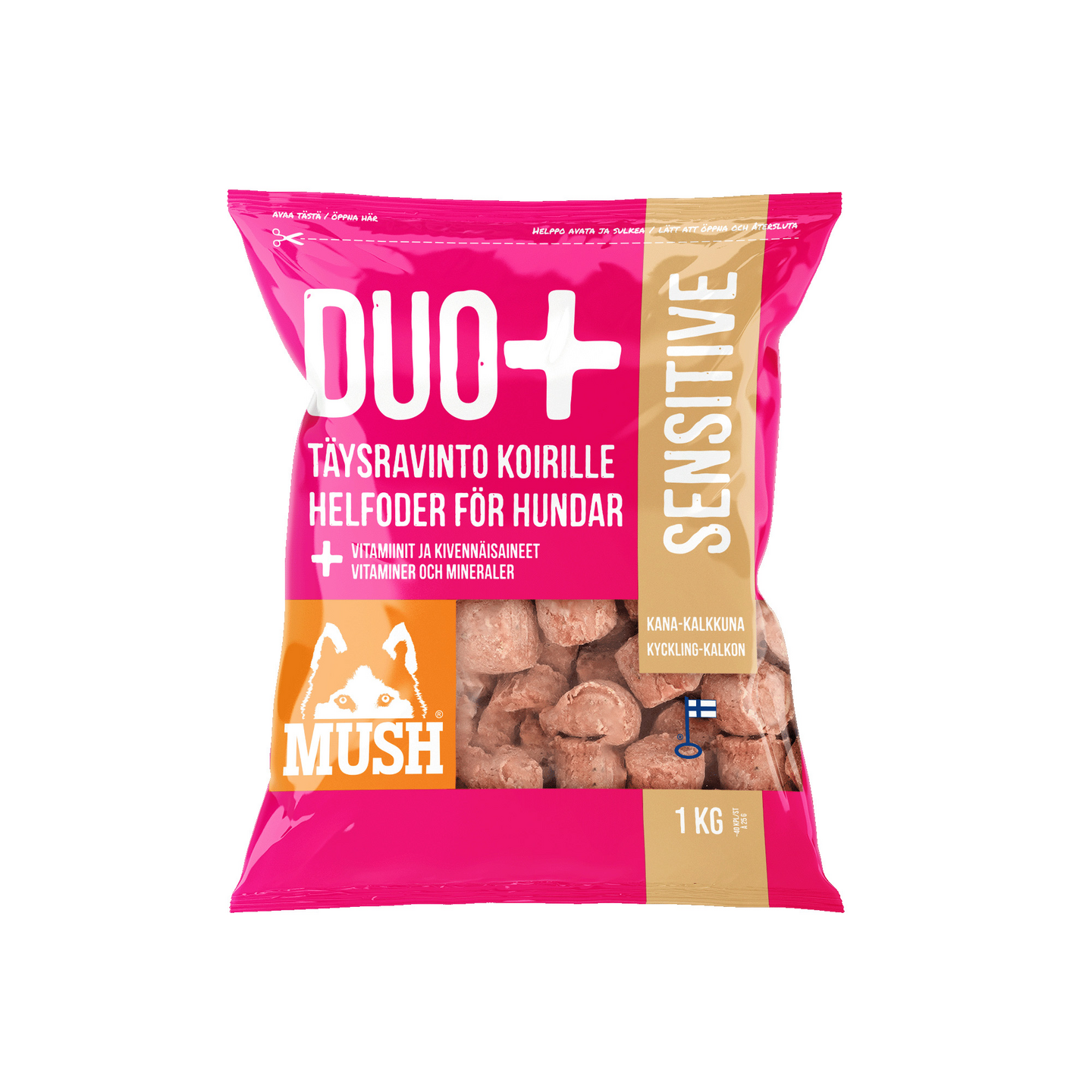 Mush Duo+ Täysravinto koirille sensitive kana-kalkkuna 1 kg