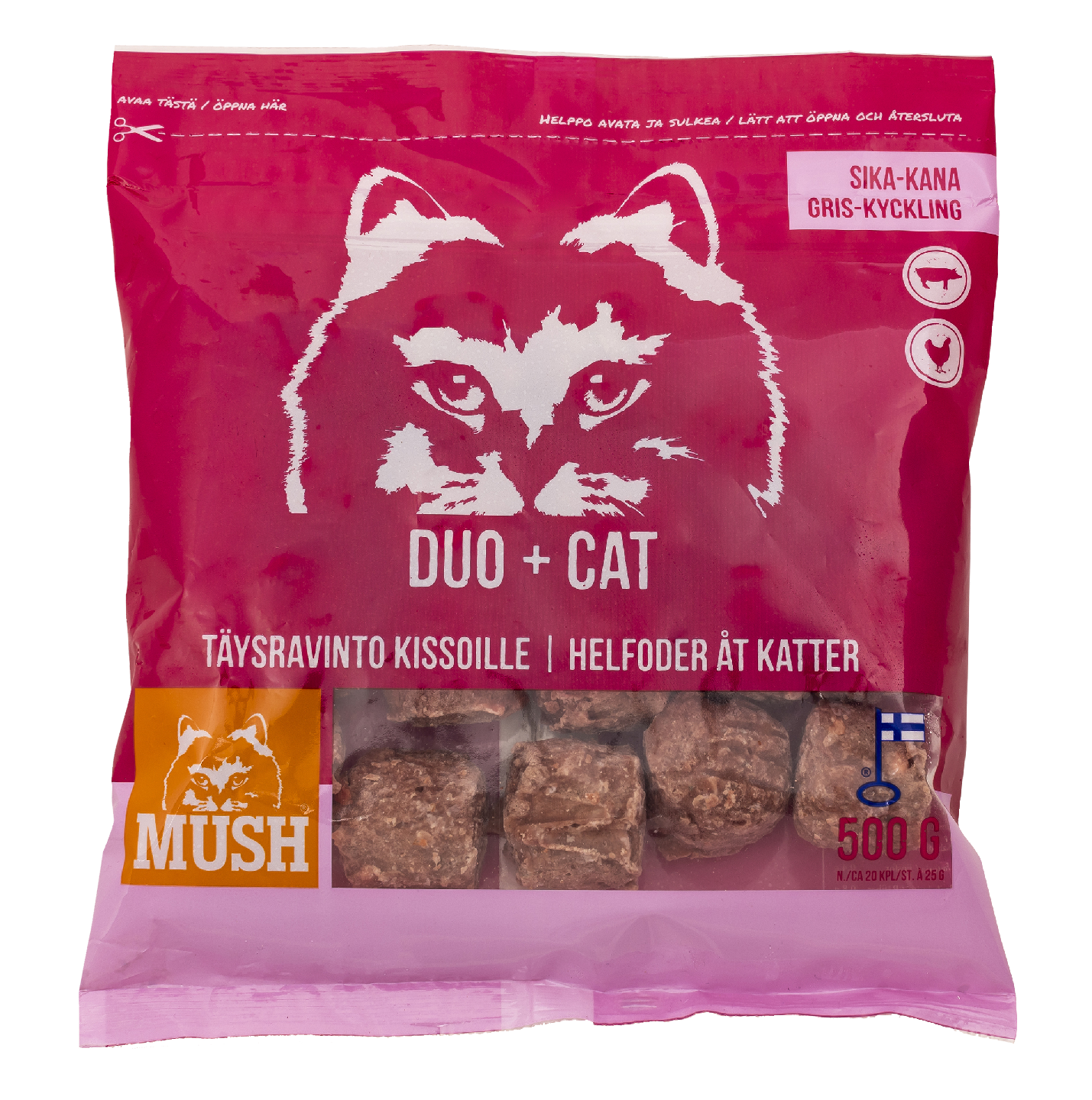 Mush DUO+ Sika-kana täysravinto kissoille 500 g pakaste | K-Ruoka  Verkkokauppa