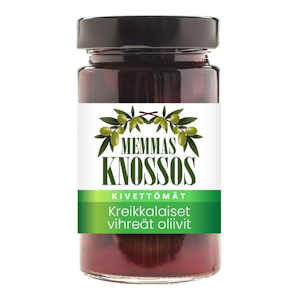 Memmas Knossos kreikkalaiset kivettömät vihreät oliivit 295g/140g