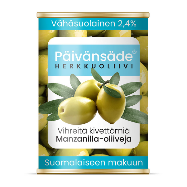 Päivänsäde Herkkuoliivi vihreä kivetön vähäsuolainen 300g/130g