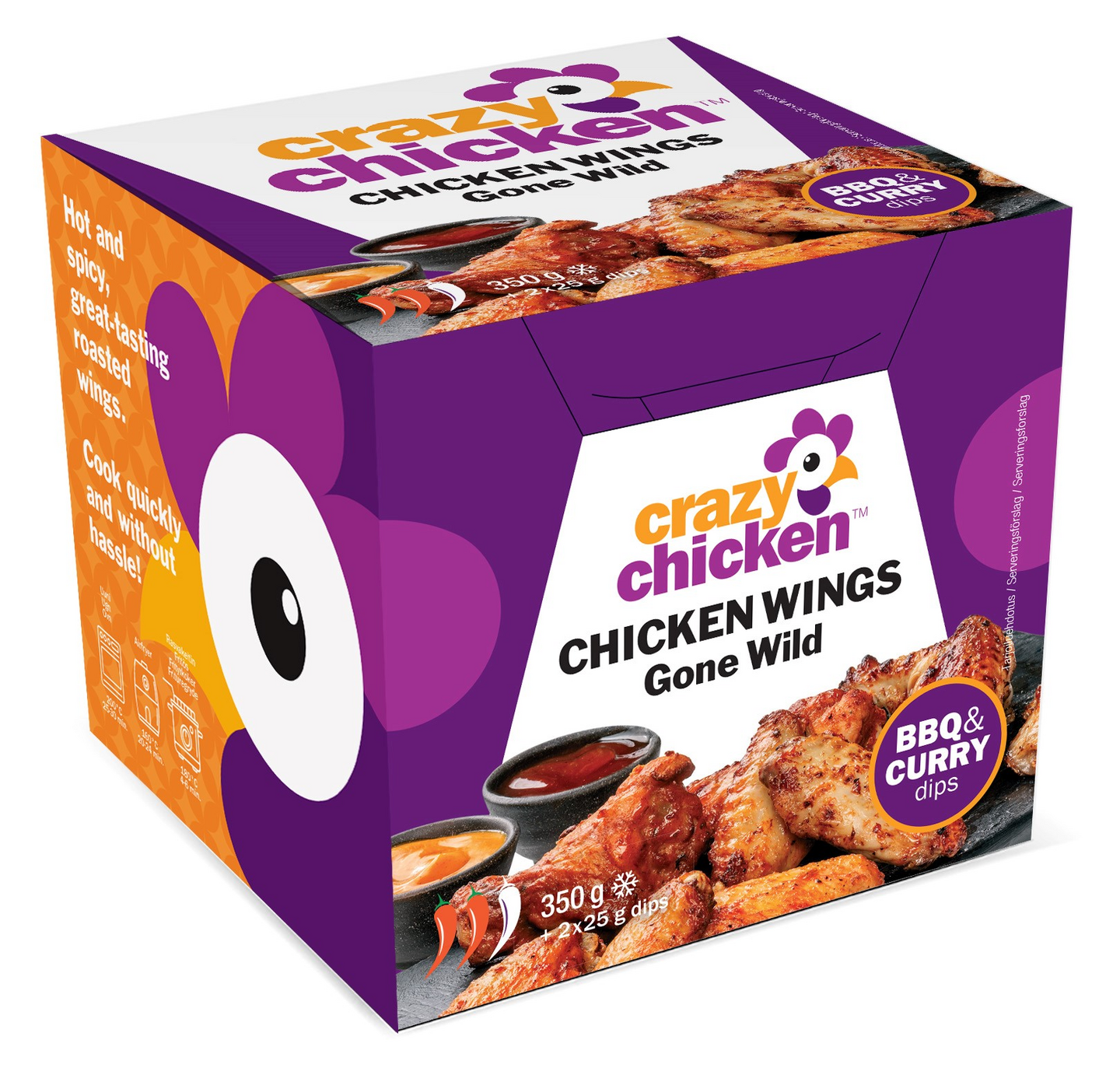 Crazy Chicken chicken wings gone wild - paahdetut mausteiset kanansiivet 350g + kastike 2x25g pakast