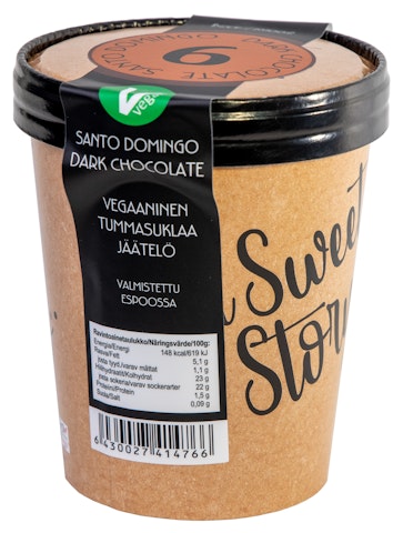 Gelato Club a Sweet Story 500 ml Santo Domingo Tumma Suklaa jäätelö vegaaninen