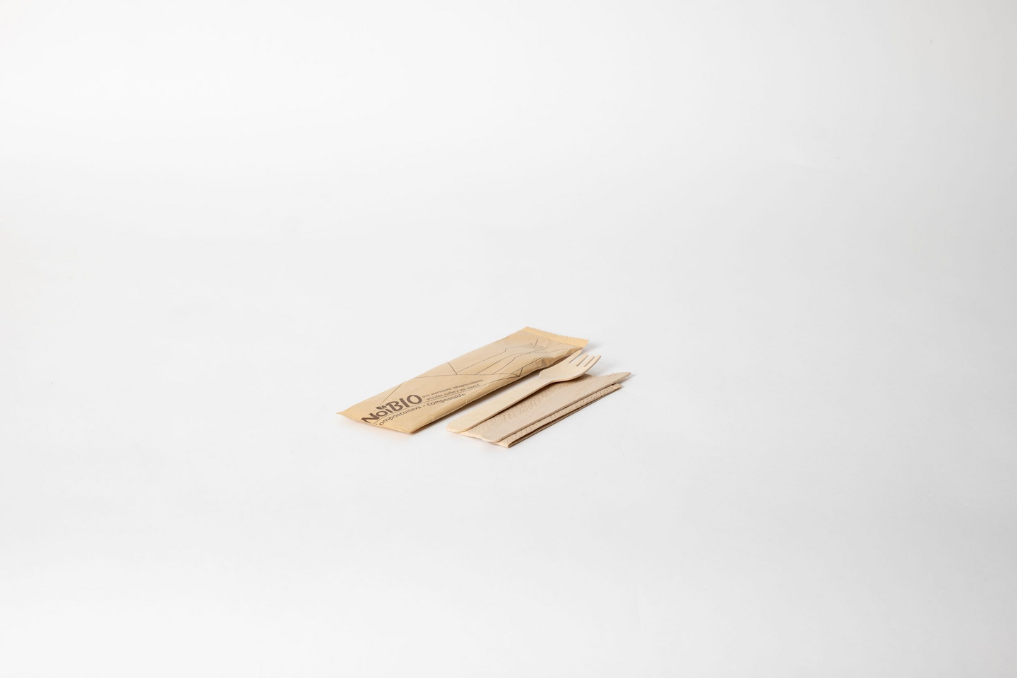NoiBIO aterinsetti puinen 16cm haarukka/veitsi/servetti