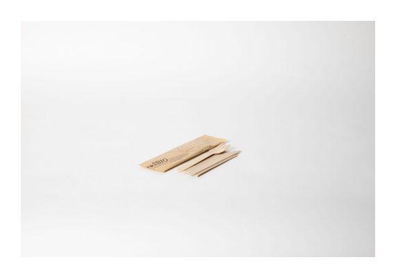 NoiBIO aterinsetti puinen 16cm haarukka/veitsi/servetti