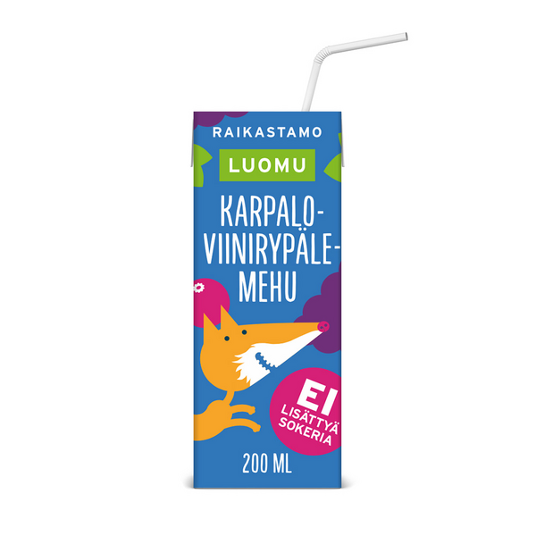 Raikastamo karpalo-viinirypälemehu 200 ml luomu