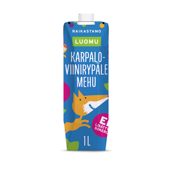 Raikastamo karpalo-viinirypälemehu 1l luomu