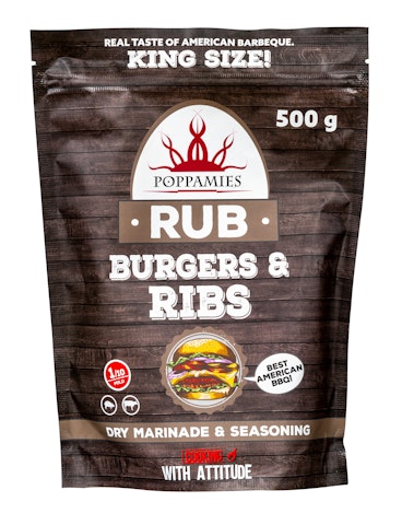 Poppamies Burgers & Ribs Rub amerikkalaistyylinen hampurilaismausteseos 500g