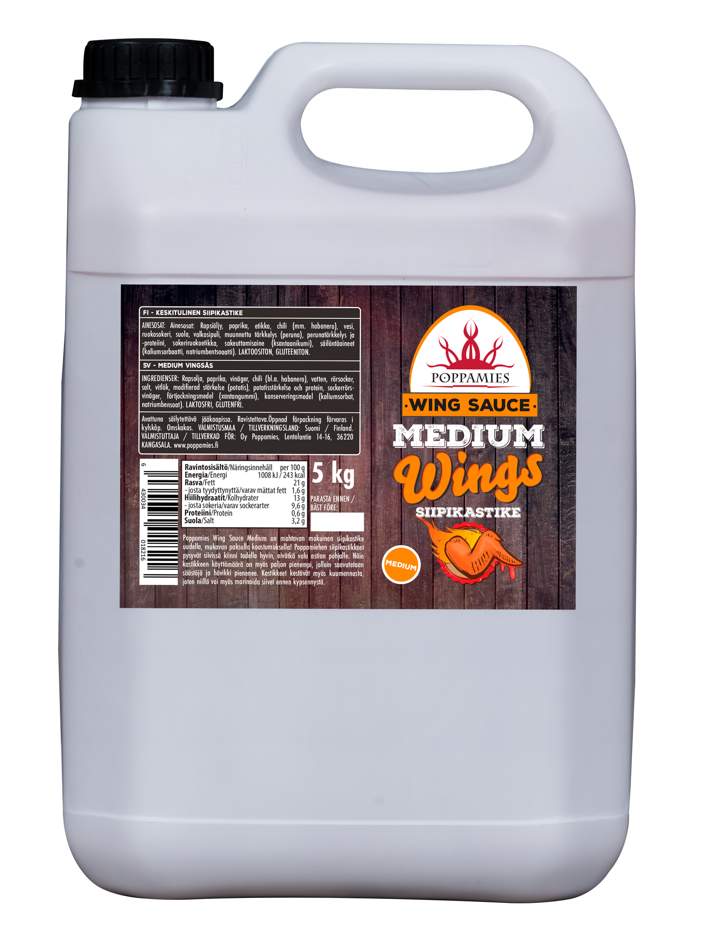 Poppamies Wing sauce medium siipikastike 5kg