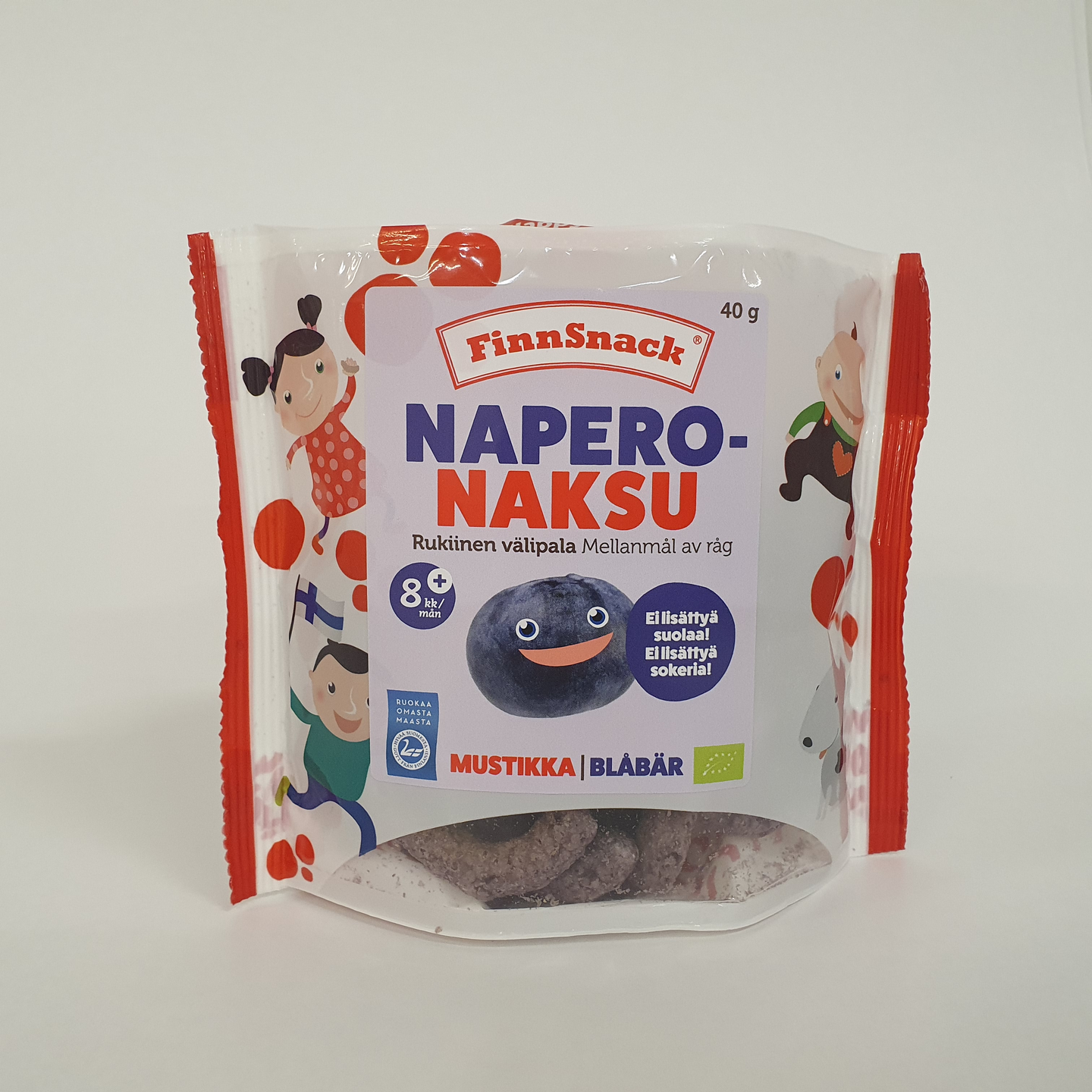 FinnSnack NaperoNaksu Luomu rukiinen välipala mustikka 40 g alkaen 8kk