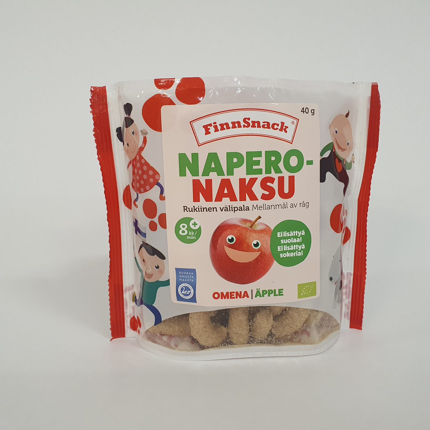 FinnSnack NaperoNaksu Luomu rukiinen välipala omena 40 g alkaen 8kk