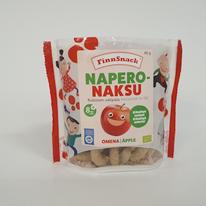 FinnSnack NaperoNaksu Luomu rukiinen välipala omena 40 g alkaen 8kk