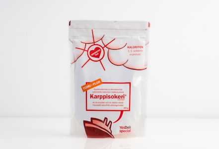 YesDeli Tomu Karppisokeri 350g rypälesokerista ja steviakasvista valmistettu kaloriton makeutusaine