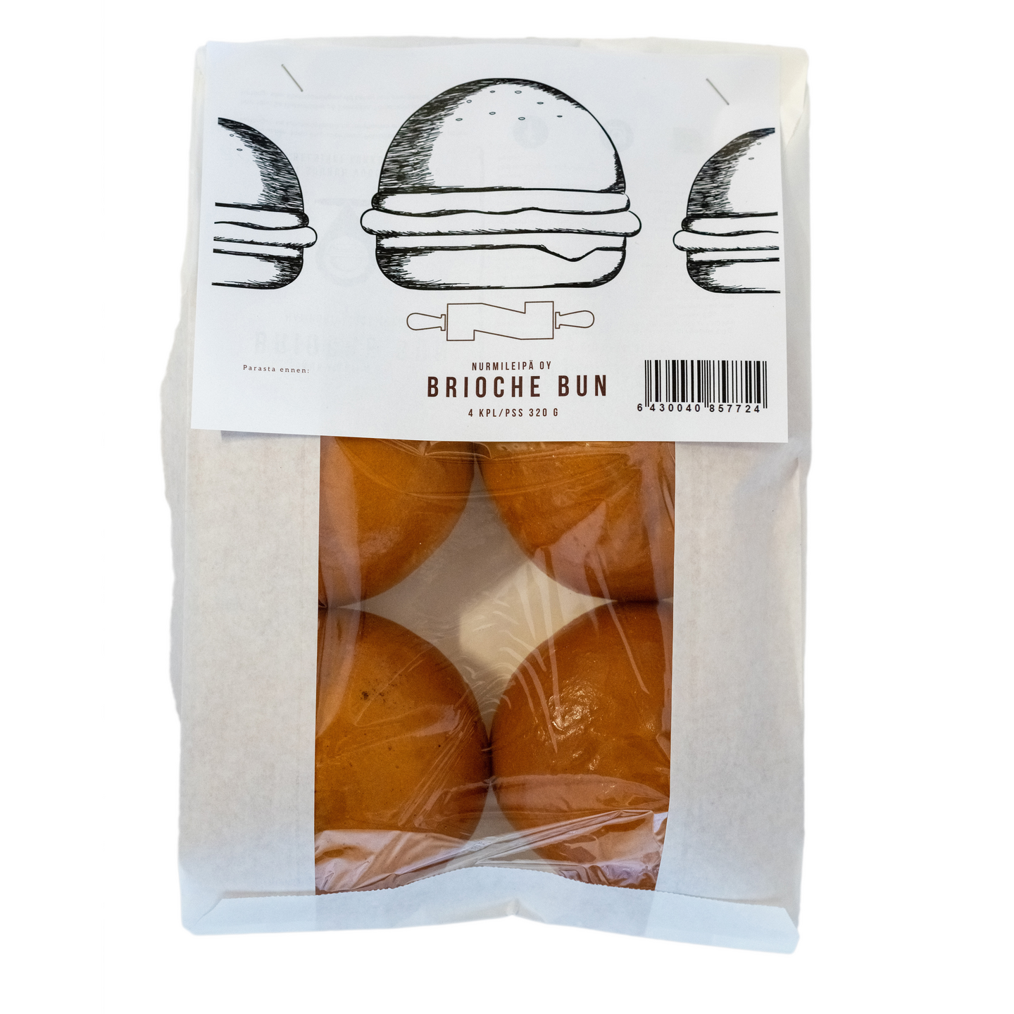 Nurmileipä Brioche Bun 4kpl/pss 320g