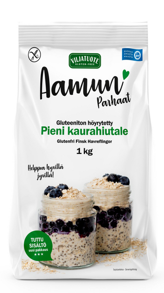 Viljatuote höyrytetty kaurahiut 1kg gluteeniton