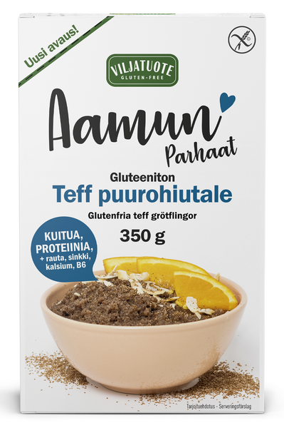 Viljatuote Aamun Parhaat Gluteeniton Teff puurohiutale 350g