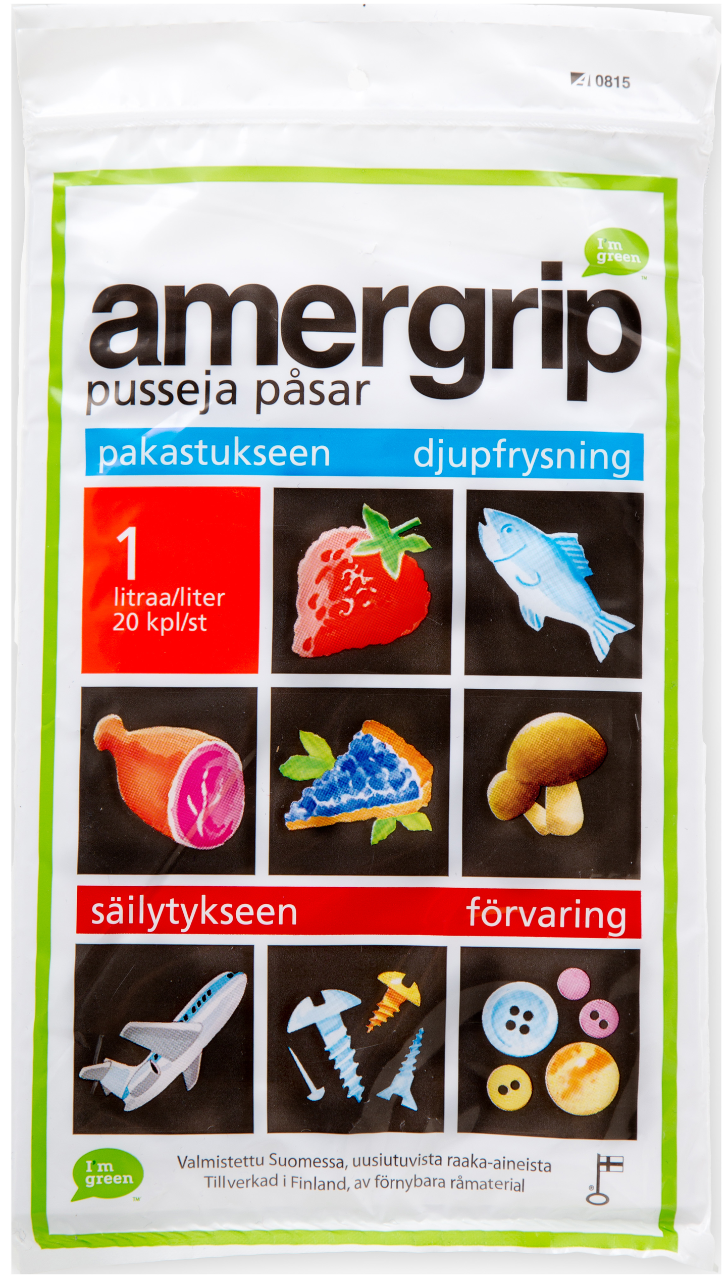 Amergrip pussi 1L 20kpl (pussin koko 17x22cm)