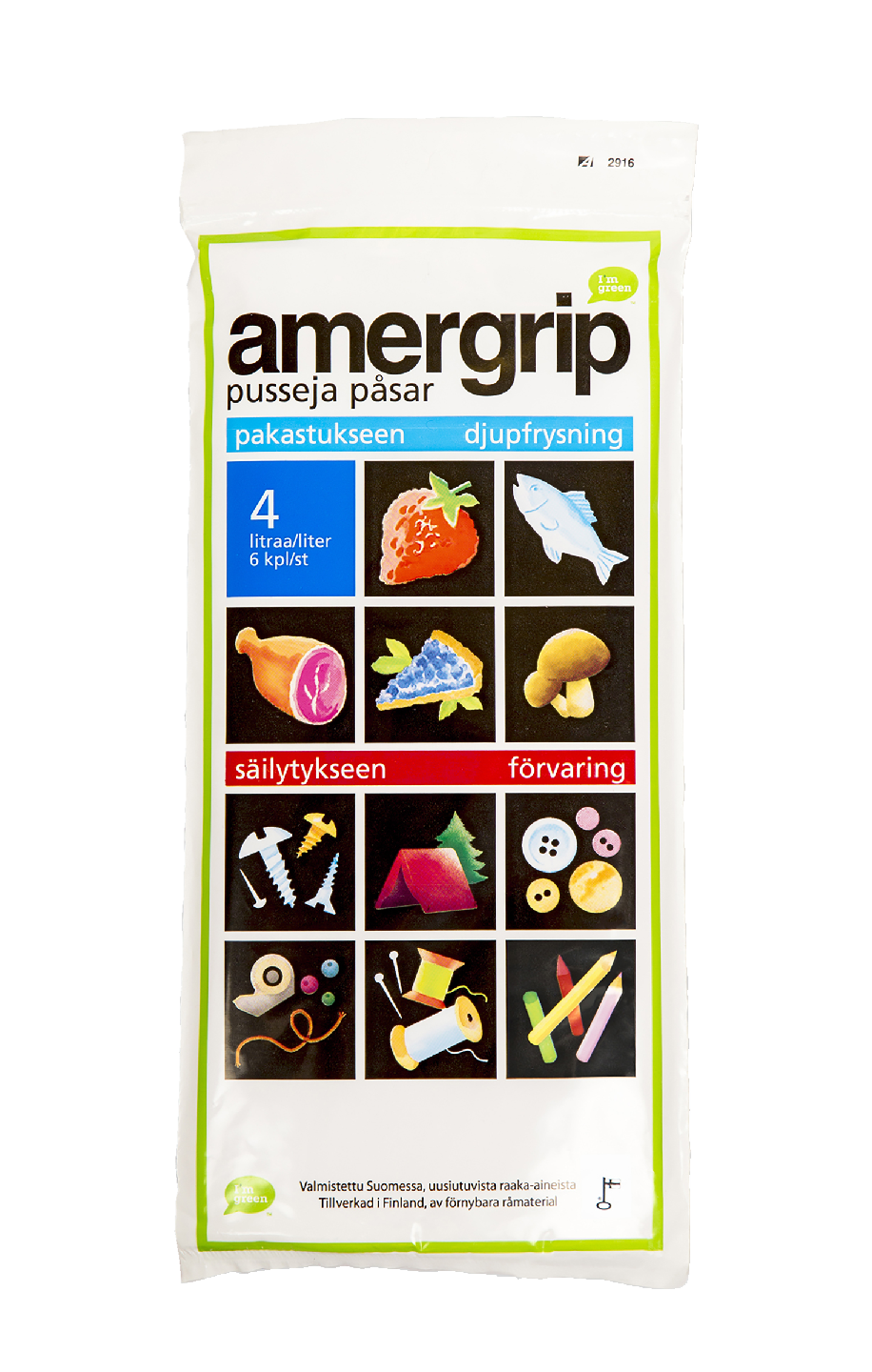 Amergrip pussi 4L 6kpl (pussin koko 24,5x45cm)