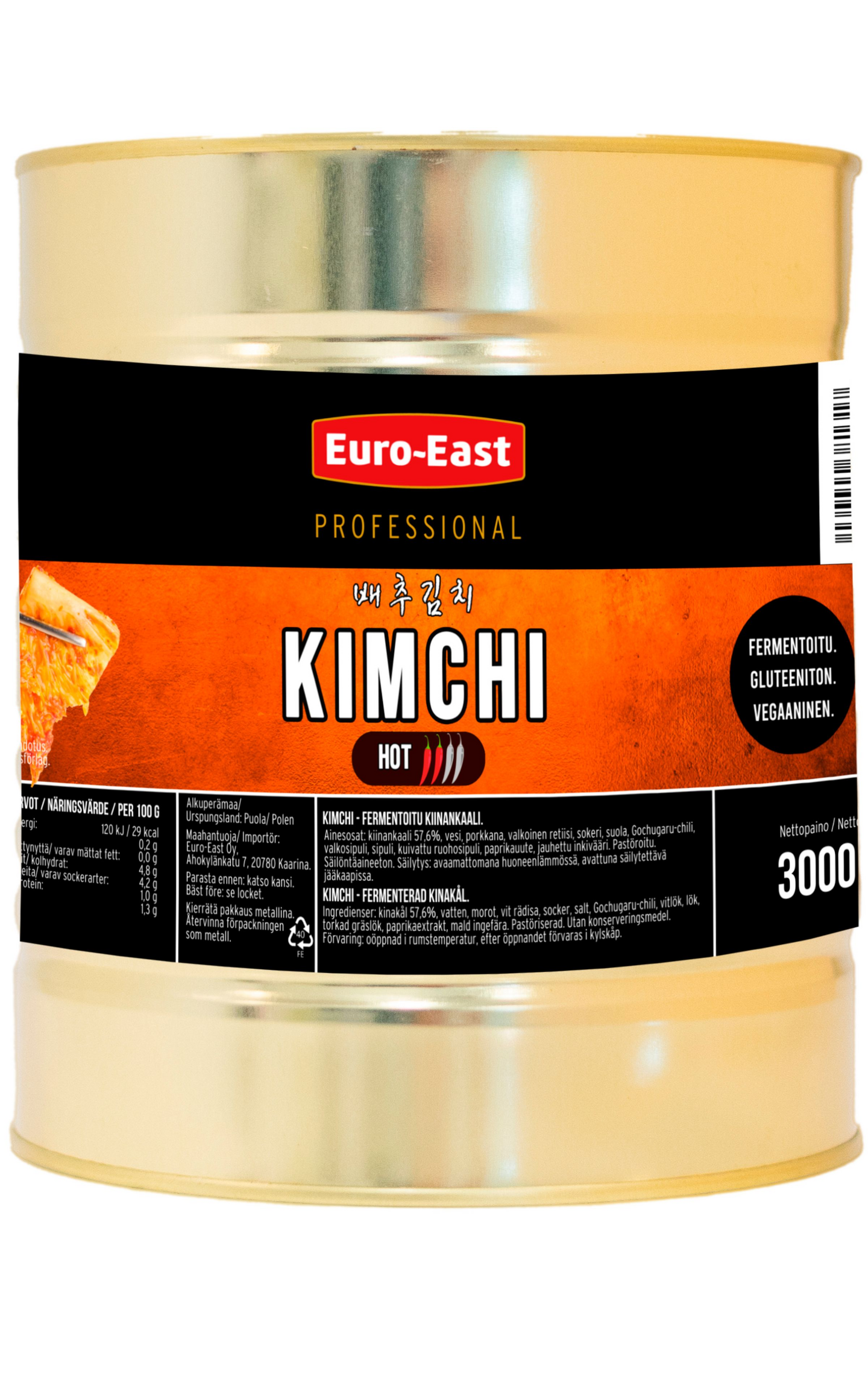 Euro-East hapatettu kiinankaalisalaatti kimchi hot 3000g