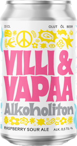 Fiskarsin Panimo Villi & Vapaa non-alc Raspberry Sour Ale 0,5% 33cl