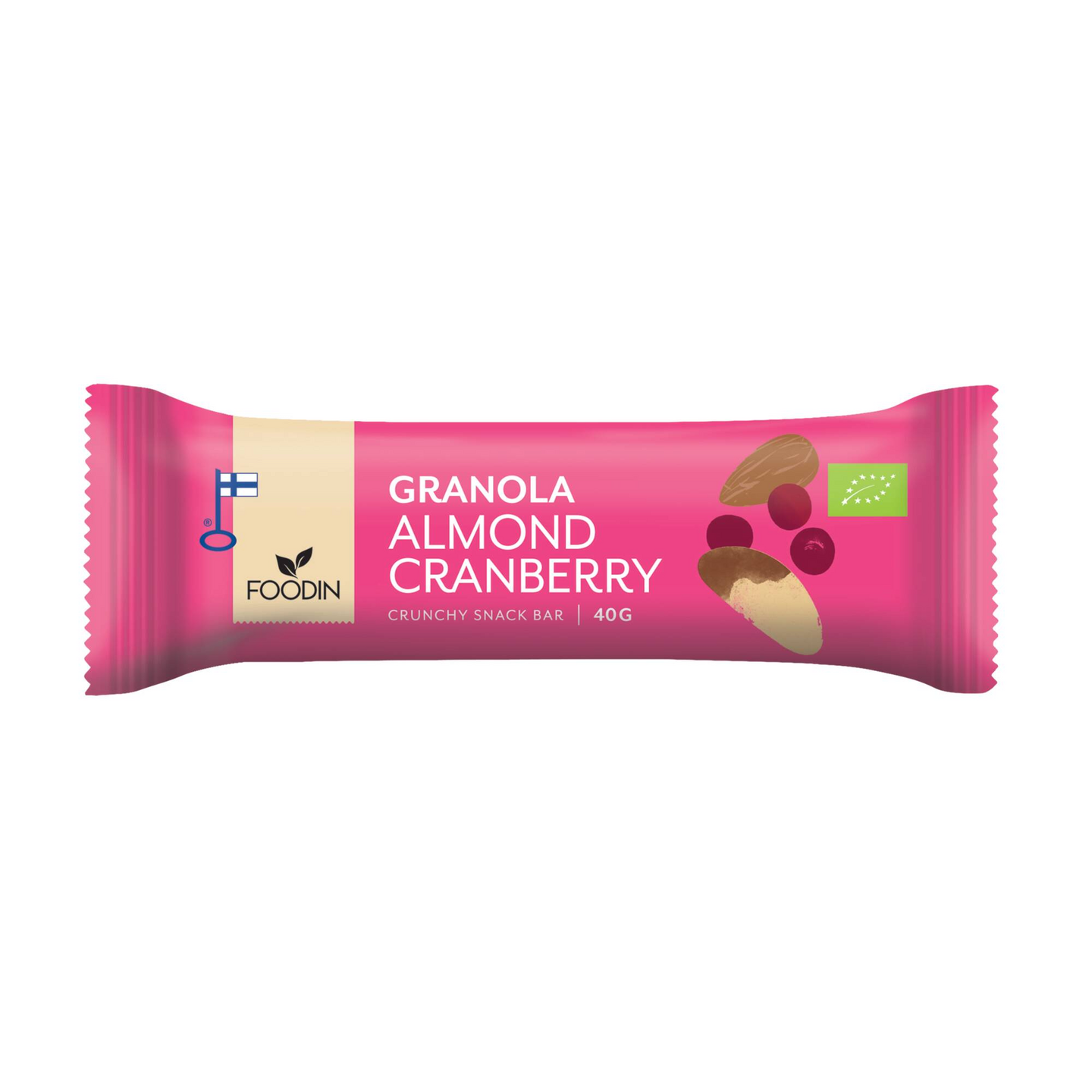 Foodin granola bar 40g manteli-karpalo luomu