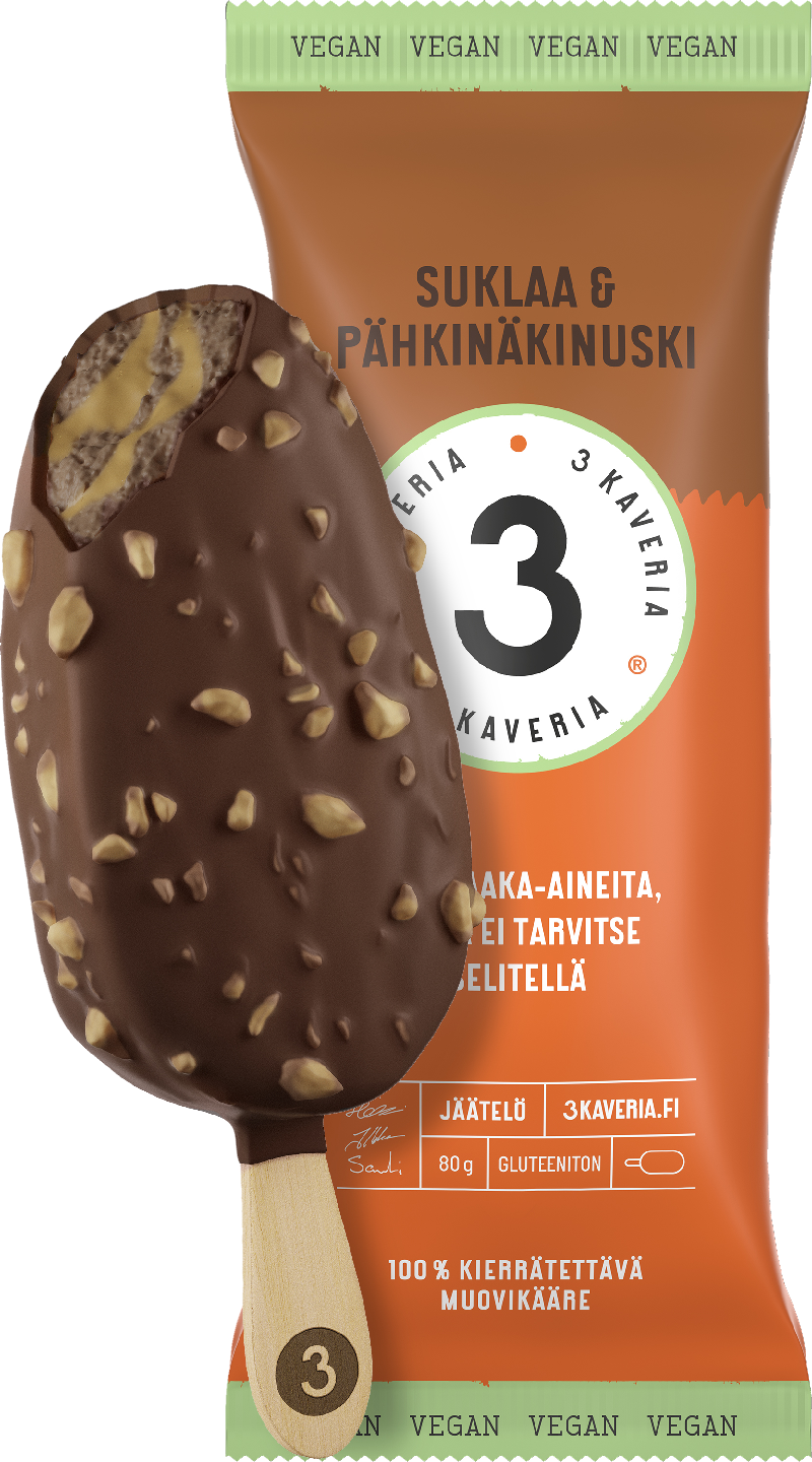 3 Kaverin jäätelöpuikko vegan 80g suklaa&pähkinäkinuski G
