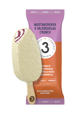 3 Kaveria Mustaherukka & Valkosuklaa Crunch jäätelöpuikko 110ml/80g
