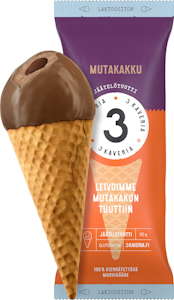 3 Kaveria Laktoositon Mutakakku jäätelötuutti 150ml/95g