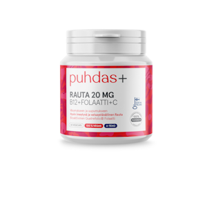 Puhdas+ rauta 20mg+B12+Folaatti+C 60kaps 26g