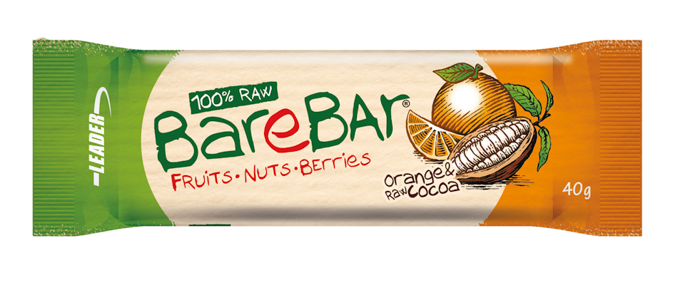 Barebar Natural Energy Bar 40g appelsiini-raakakaakao