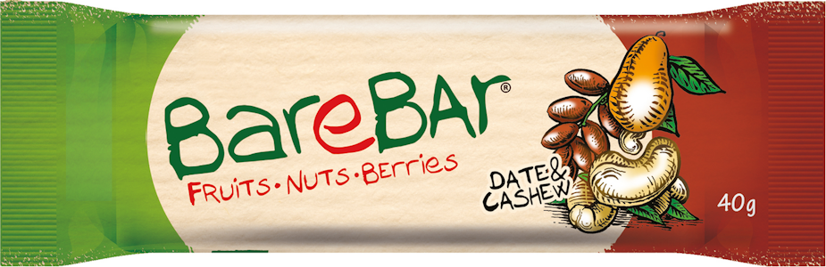 Barebar Natural Energy Bar 40g Taateli-Cashewpähkinä