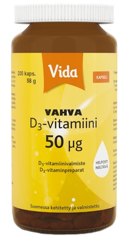 Vida D3-vitamiini 50µg 58g 200 kaps