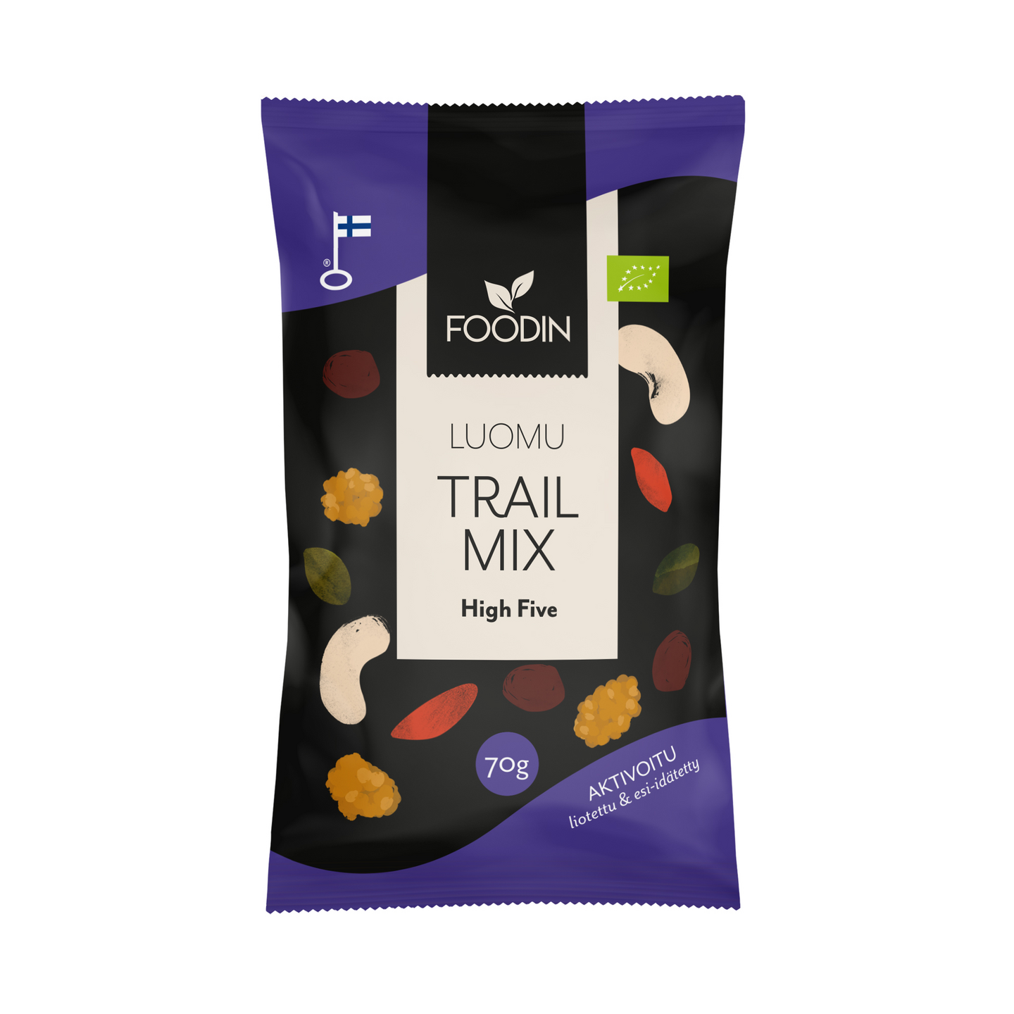 Foodin Activated trailmix high 5 70g luomu