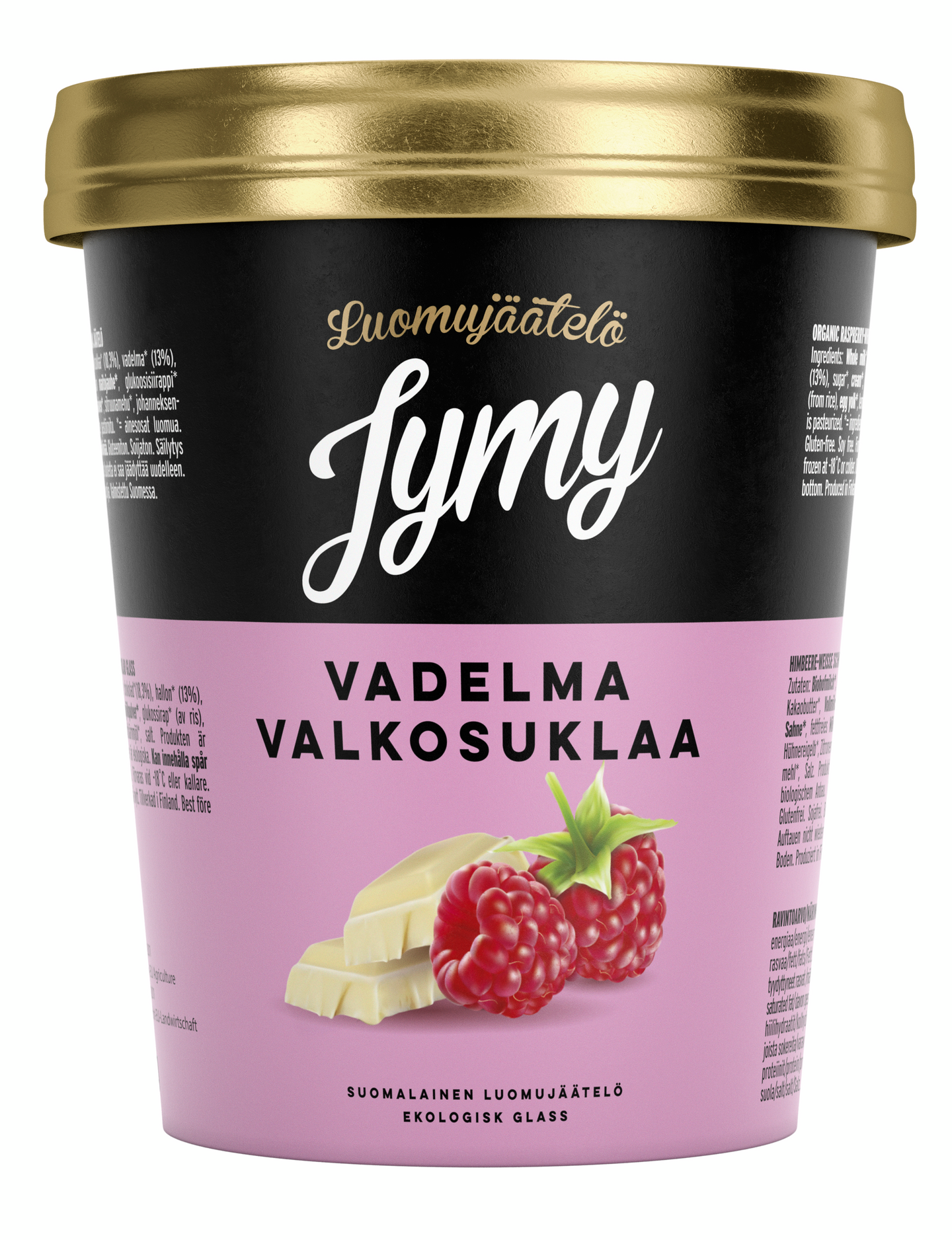 Jymy luomujäätelö 500ml vadelma-valkosuklaa