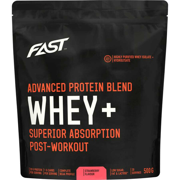 Fast whey+ 500g mansikka