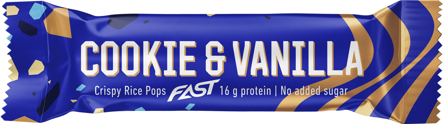 FAST proteiinipatukka Cookie & Vanilla Crispy Rice Pops 55g