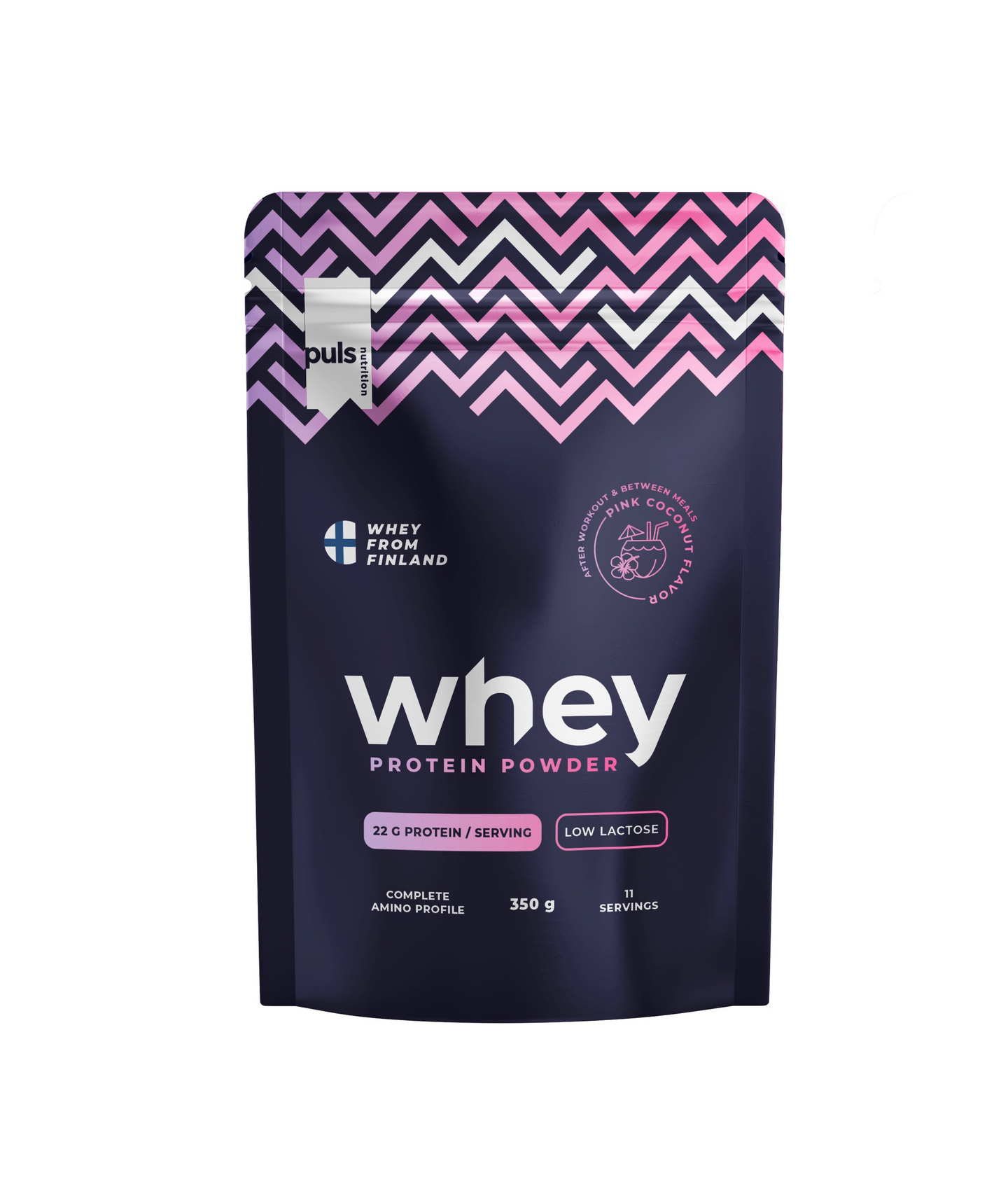 Puls Whey heraproteiinijauhe 350g pinkki kookos