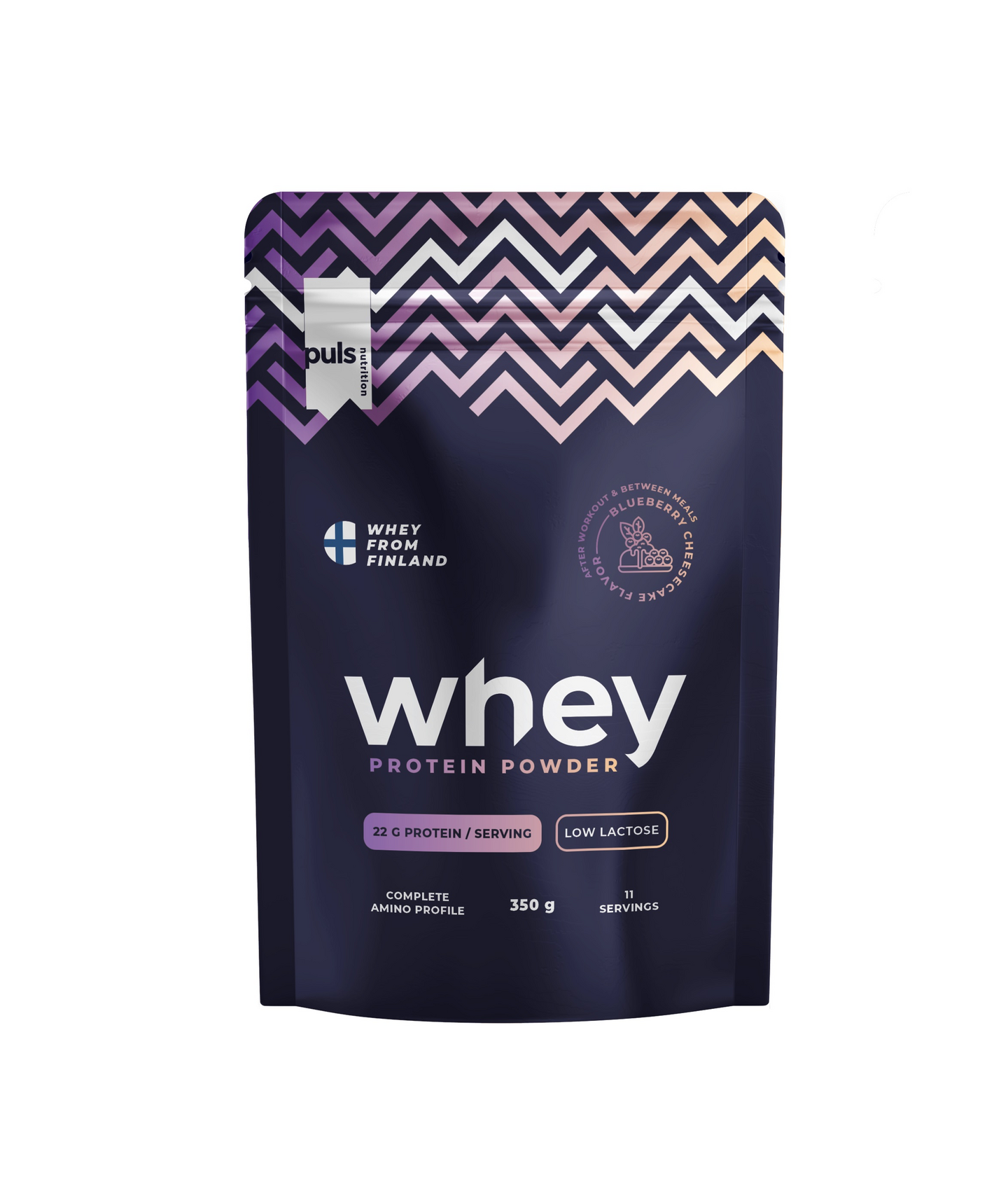 Puls Whey heraproteiinijauhe 350g mustikkajuustokakku