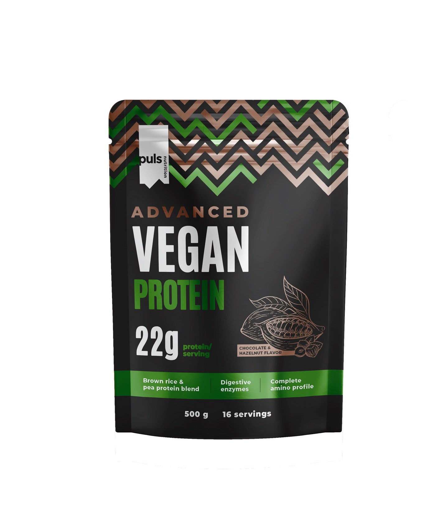 Puls Advanced Vegan Chocolate & Hazelnut proteiinijauhe 500g