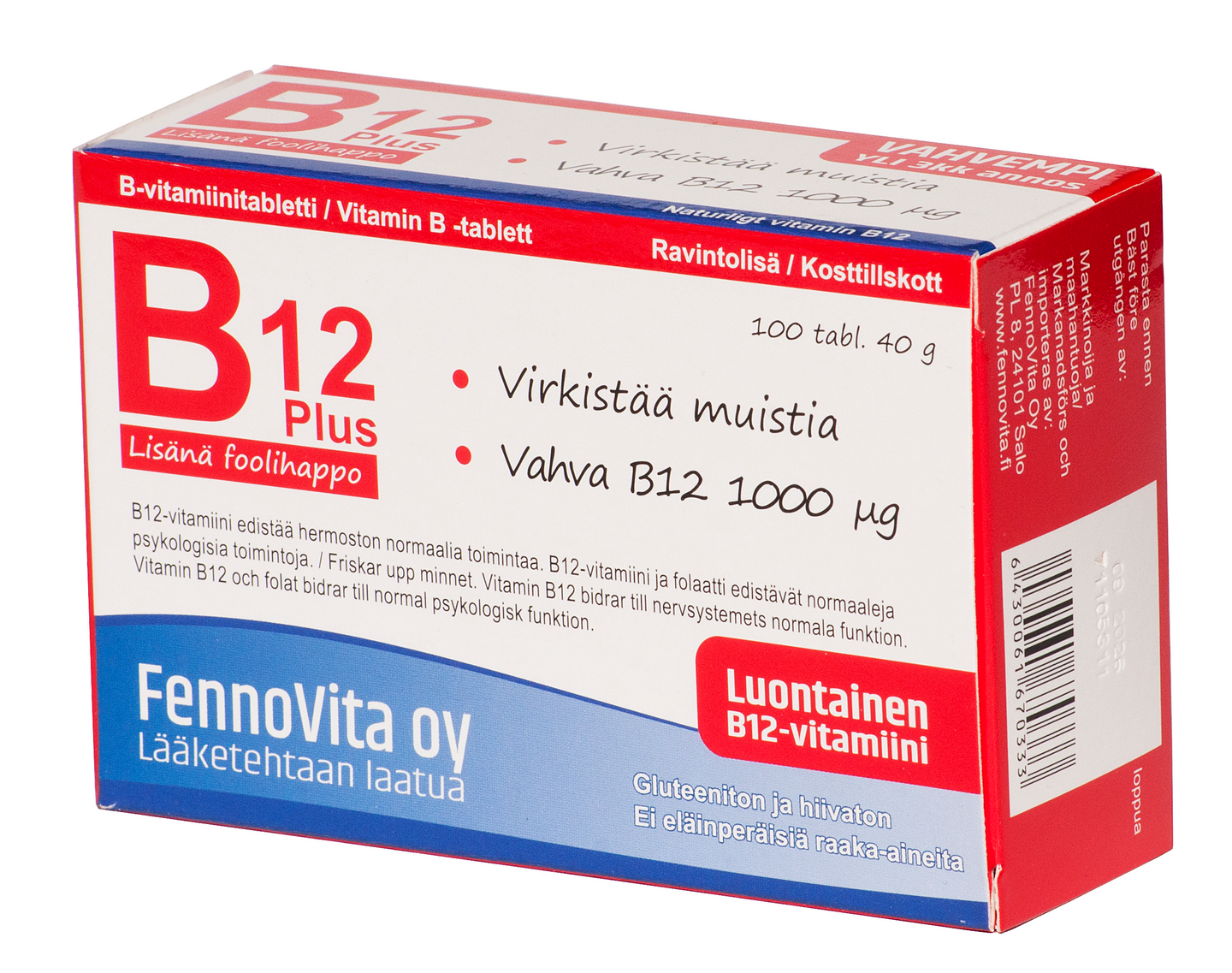 Fennovita B12 1000 µg 40g 100tabl Plus foolihappo | K-Ruoka Verkkokauppa