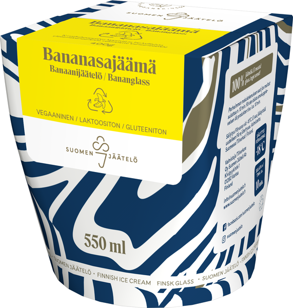 Suomen jäätelö Bananasajäämä 550ml | K-Ruoka Verkkokauppa