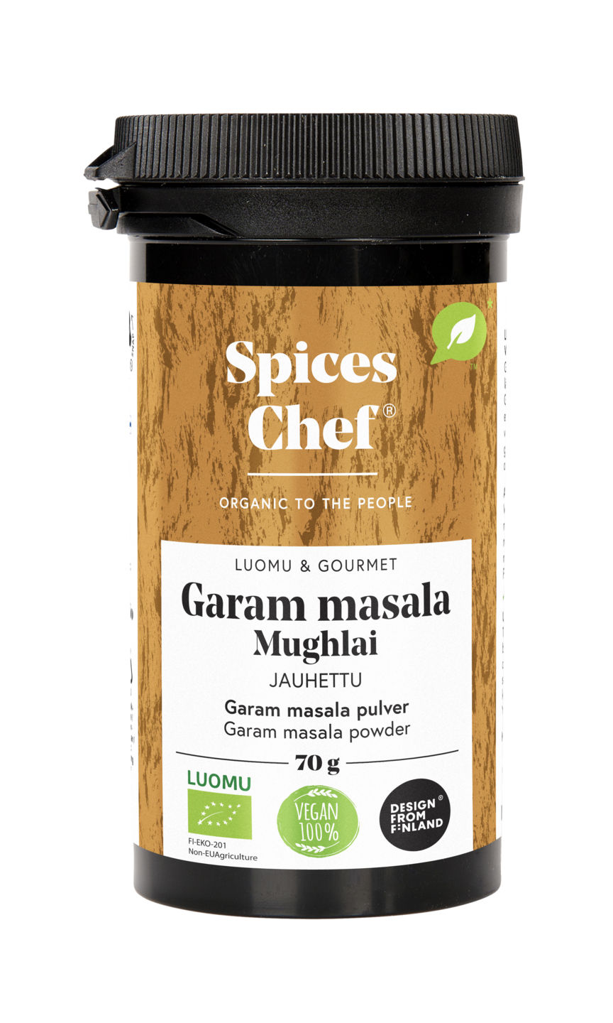 Spices Chef luomu Garam masala jauhettu 70g, BPA-vapaassa biomuovi maustepurkissa