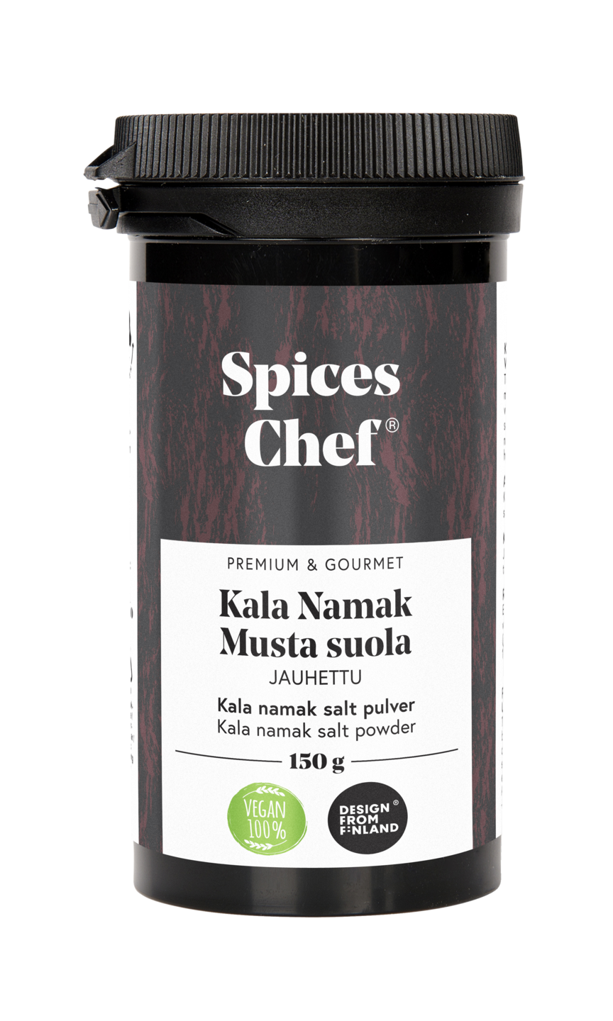 Spices Chef Kala Namak-suola jauhe 150g, BPA-vapaassa biomuovi maustepurkissa.