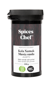 Spices Chef Kala Namak-suola jauhe 150g, BPA-vapaassa biomuovi maustepurkissa.