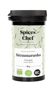 Spices Chef luomu sitruunaruoho 10g BPA-vapaassa biomuovimaustepurkissa