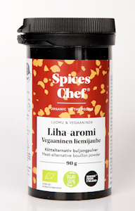 Spices Chef Liha-aromi vegaaninen liemijauhe 90g luomu, BPA-vapaassa biomuovi maustepurkissa.