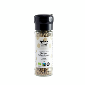 Spices Chef Malabar valkopippurimylly kokonainen 55g Luomu Reilu kauppa