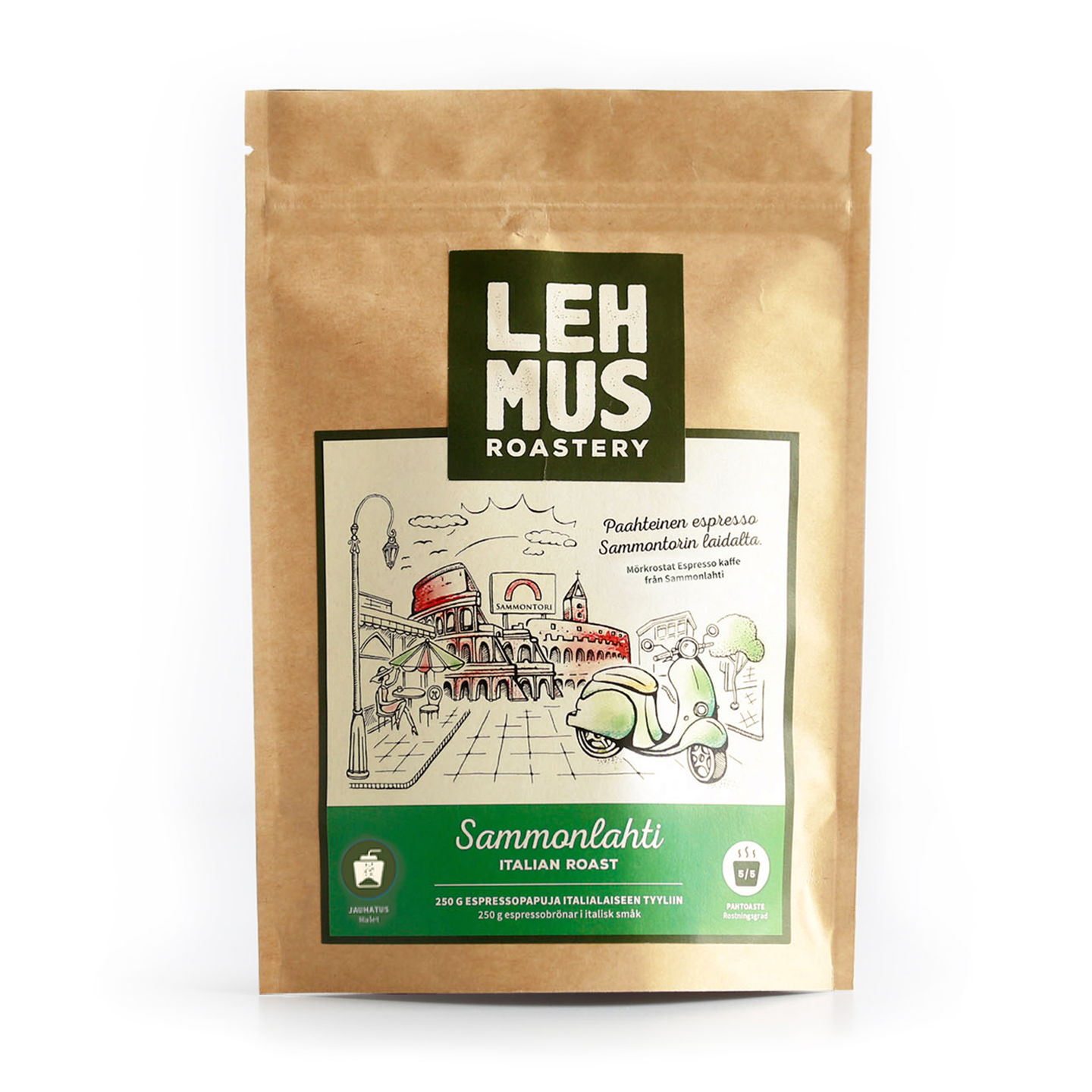 Lehmus Roastery Sammonlahti-kahvi tummapaahto 220 g jauhettu