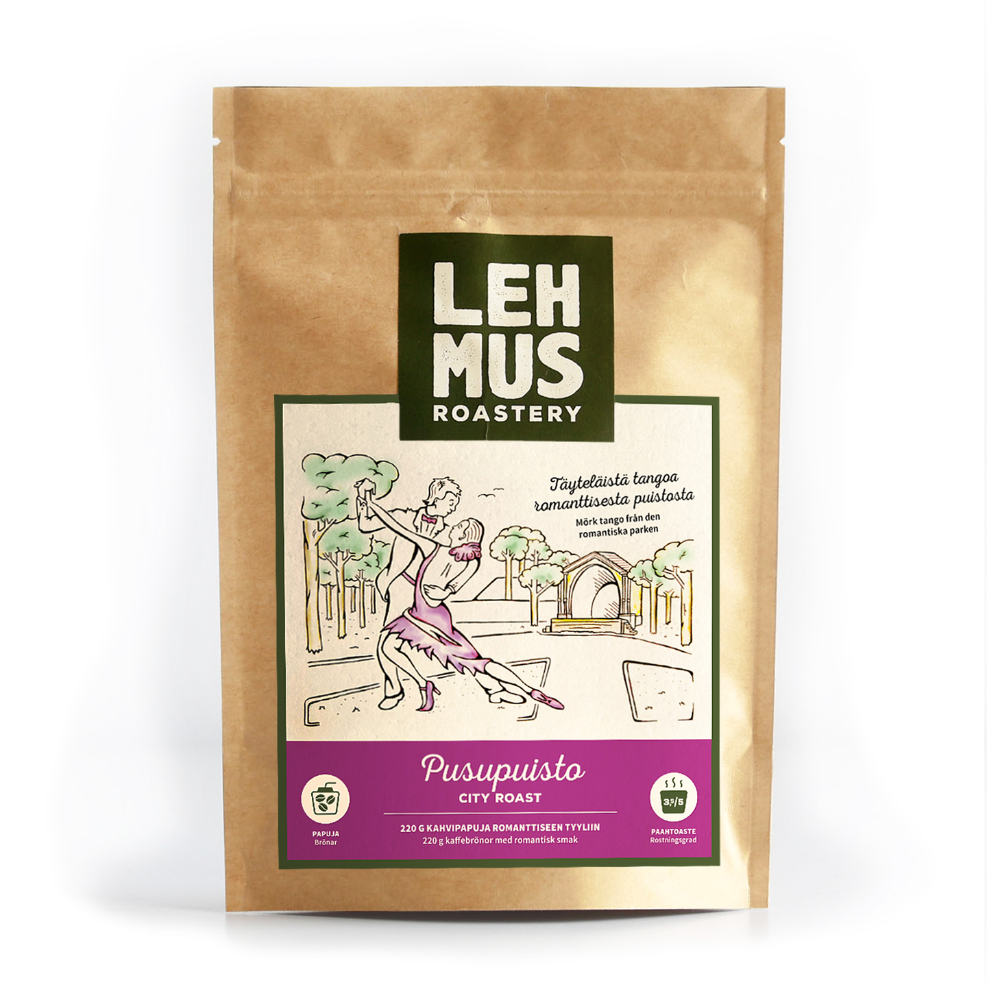 Lehmus Roastery Pusupuisto papukahvi 220 g keskipaahto