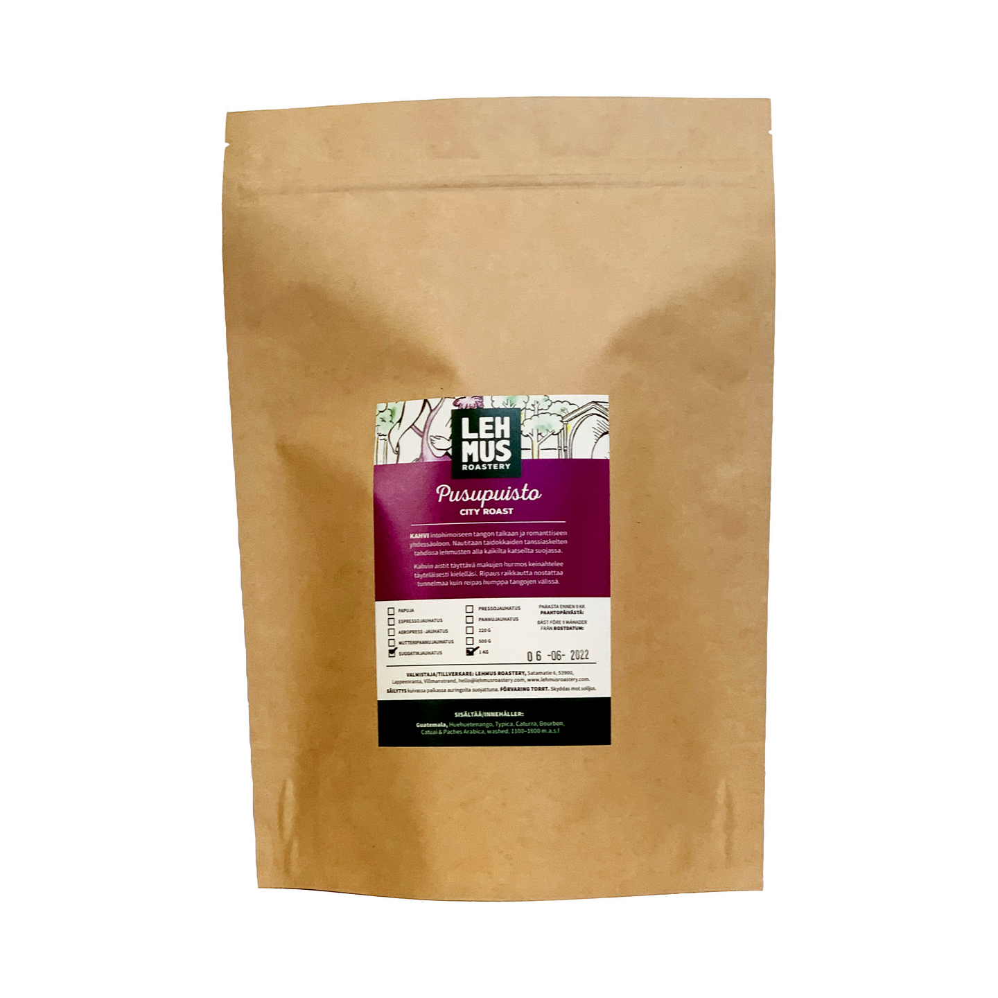 Lehmus Roastery Pusupuisto-kahvi 1kg papu