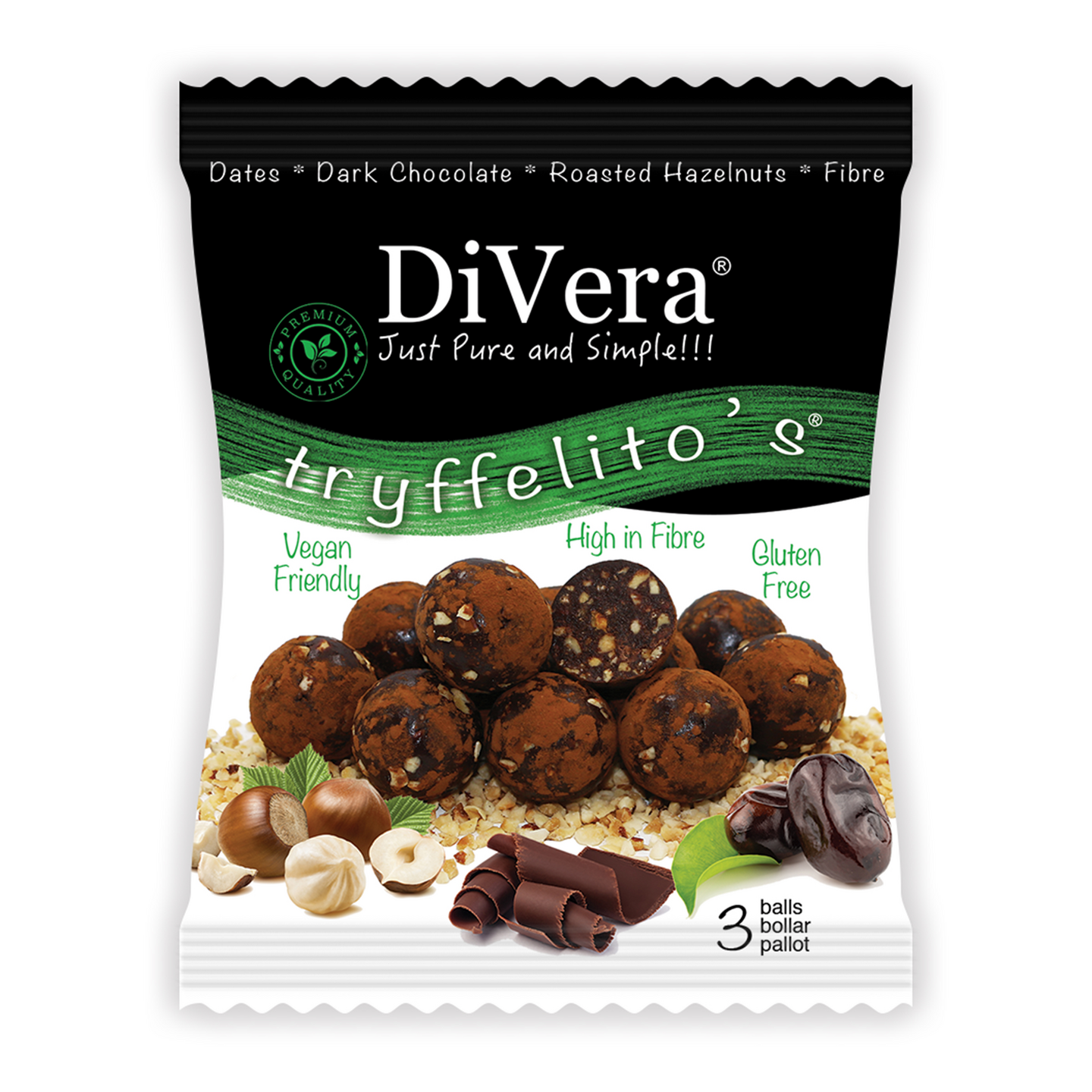 DiVera Tryffelito's Hasselpähkinäpallot 36g